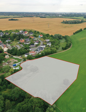 Luftbild des zukünftigen Baugebietes "An der Beke" in Papendorf