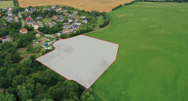 Luftbild des zukünftigen Baugebietes "An der Beke" in Papendorf