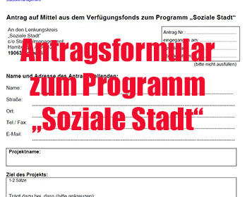 Antragsformular für Mittel aus dem Verfügungsfond zum Programm "Soziale Stadt"