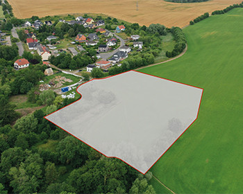 Luftbild des zukünftigen Baugebietes "An der Beke" in Papendorf